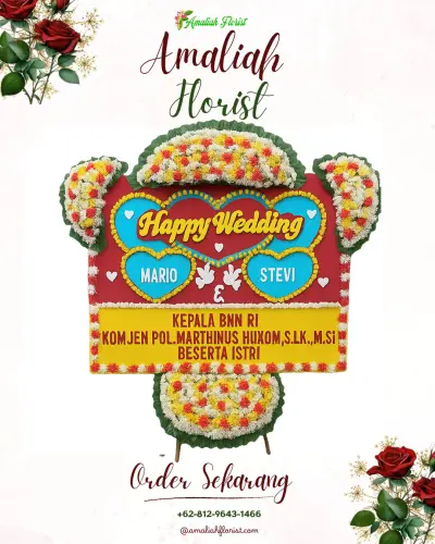Karangan Papan Bunga Pernikahan di Plompong